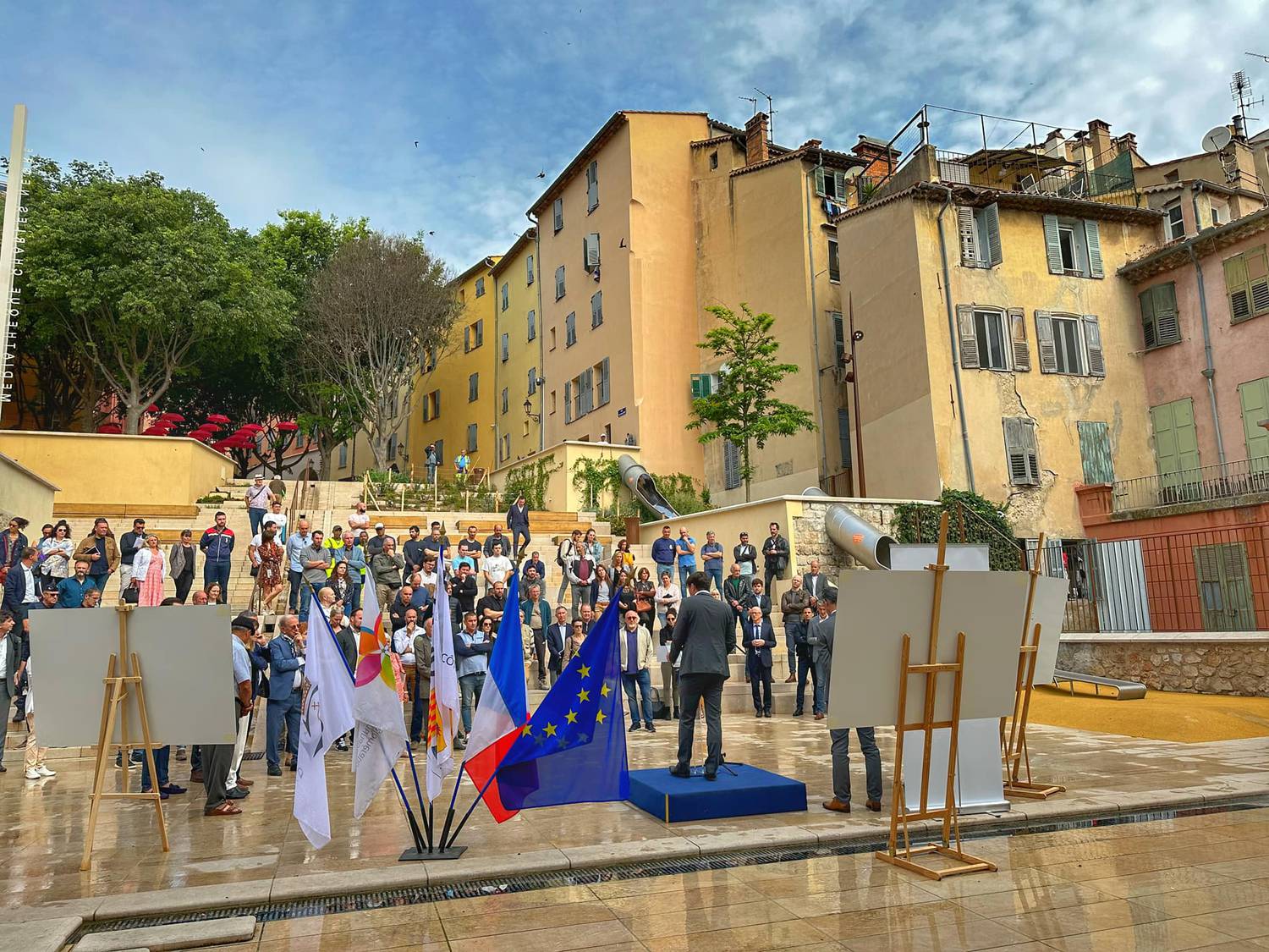 Les travaux de l’Ilot Médiathèque sud ; Grasse ; Jérôme Viaud ; Rénovation ;