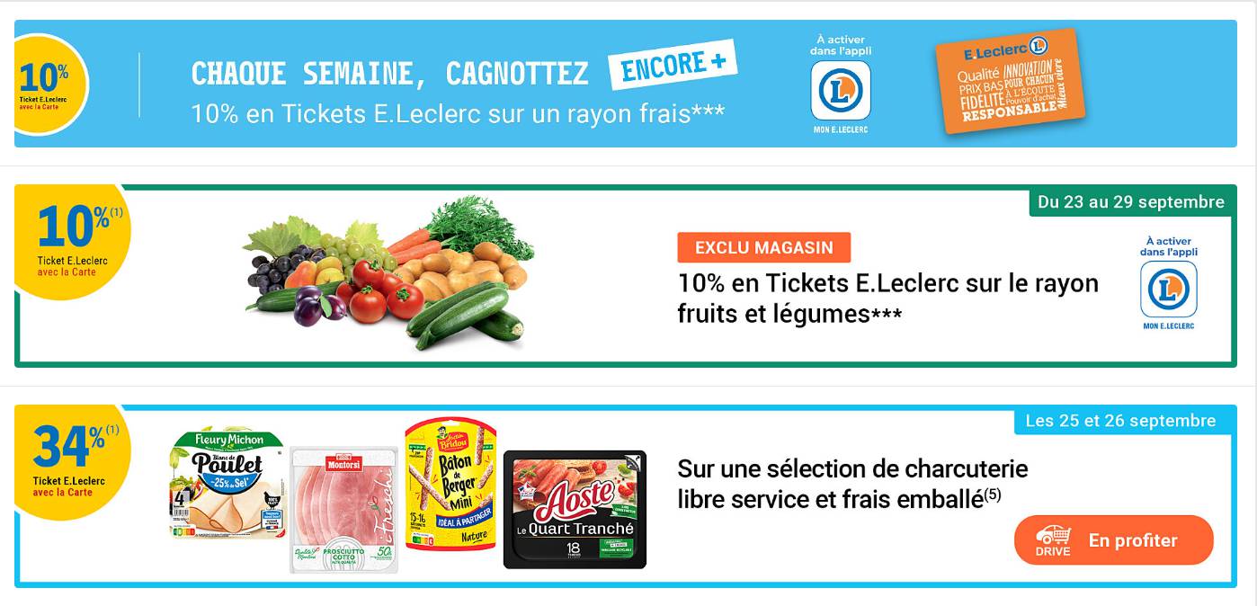 Découvrez les offres de votre magasin Leclerc ; Défendre tout ce qui compte pour vous ; Du 23 au 29 septembre 2024