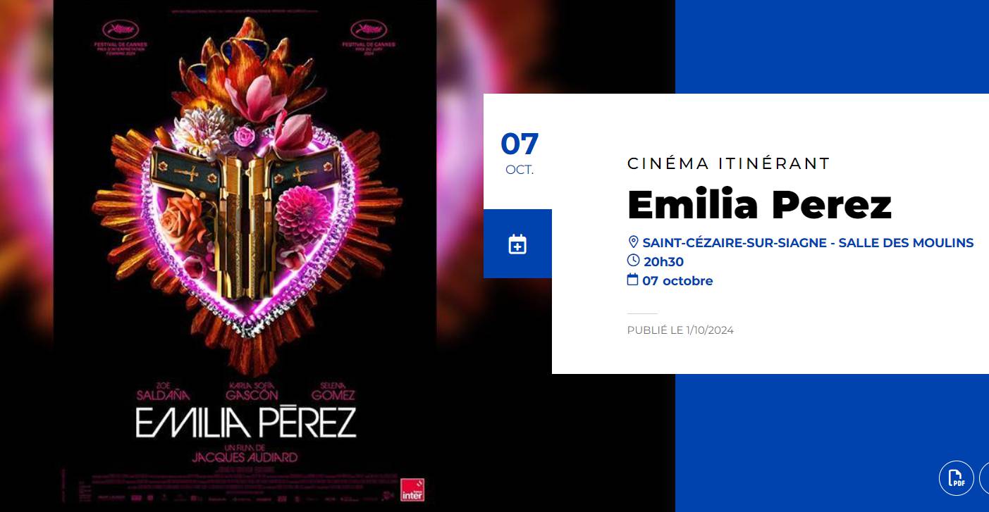 Cinéma Itinérant ; Émilia Perez : Saint Cézaire sur Siagne