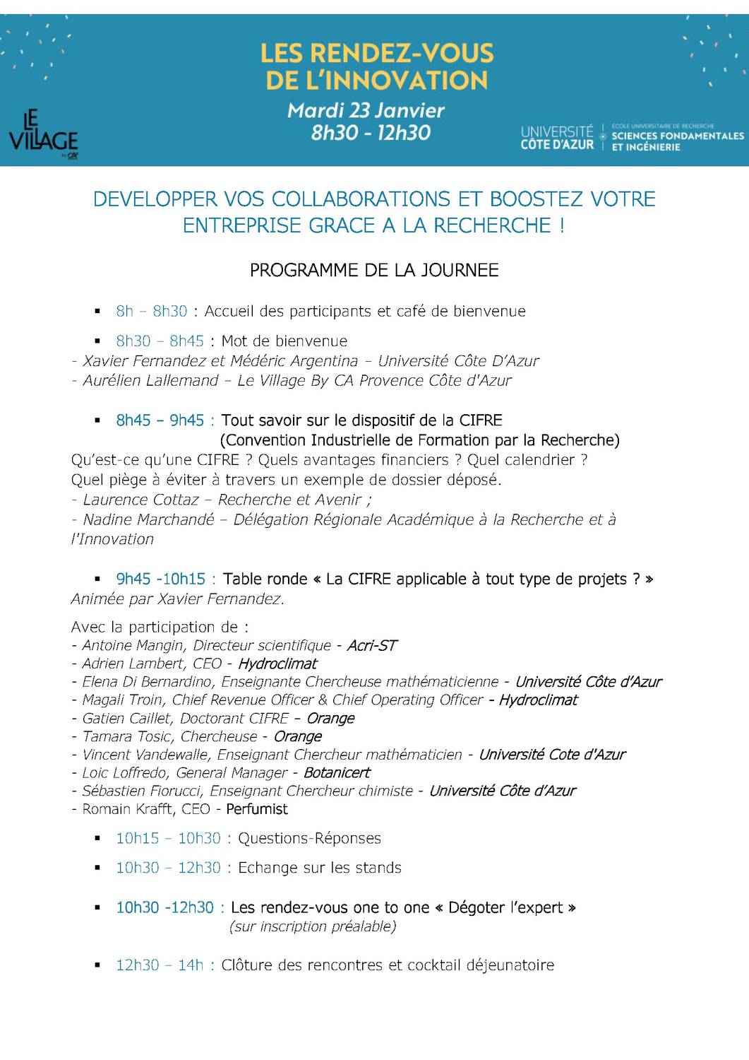 Les rendez-vous de l'innovation : le dispositif CIFRELes rendez-vous de l'innovation : le dispositif CIFRE