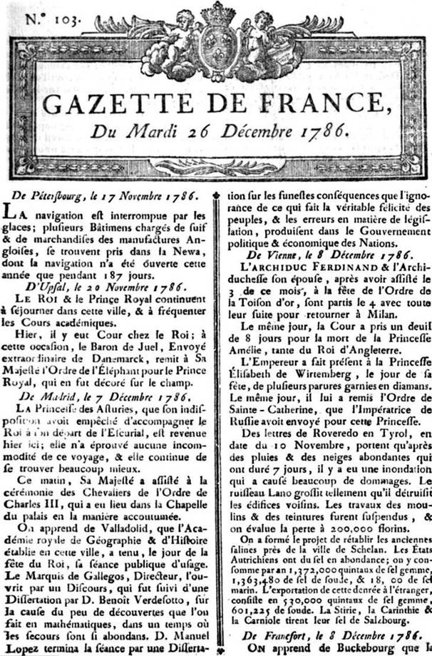 Théophraste Renaudot; Gazette; 30 mai 1631; information politique