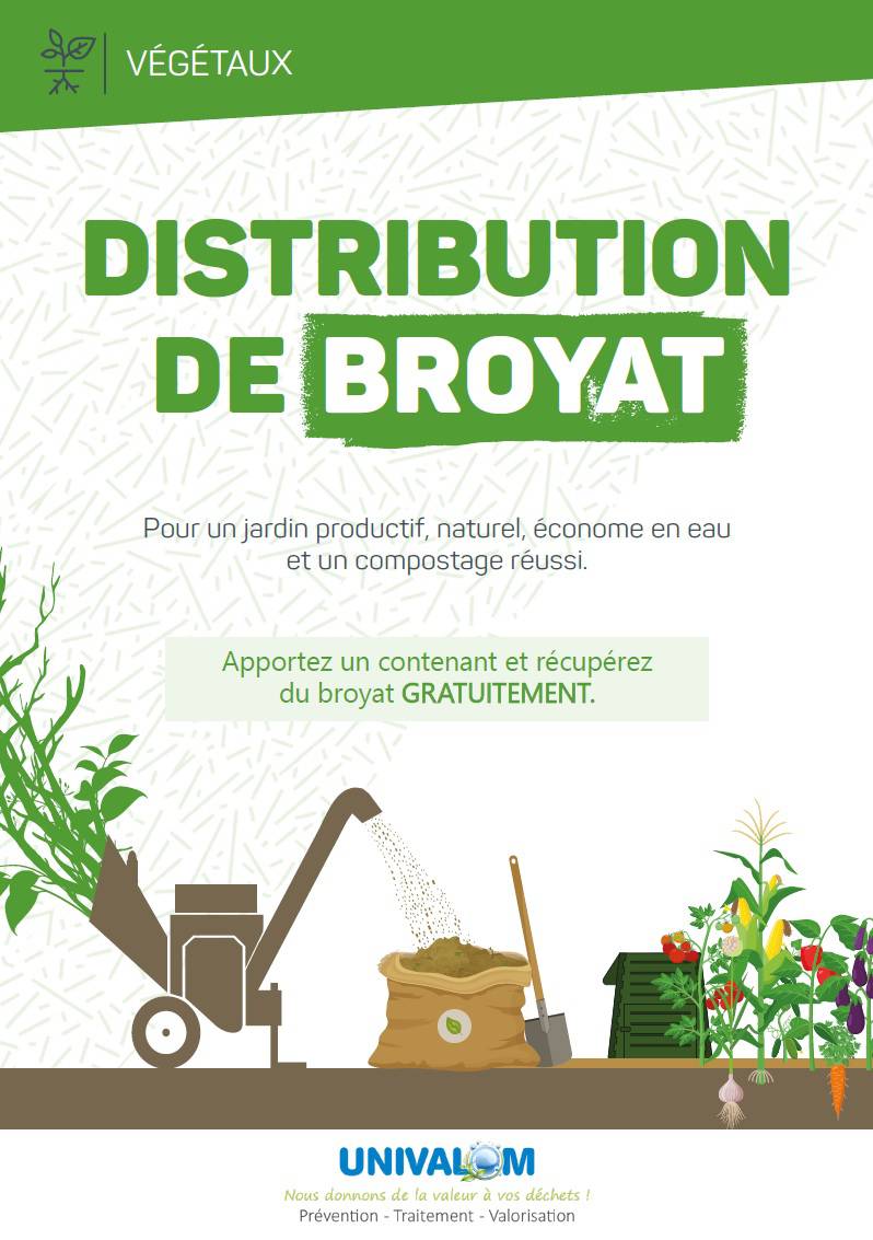 Distribution de broyat UNIVALOM distribue gratuitement du broyat