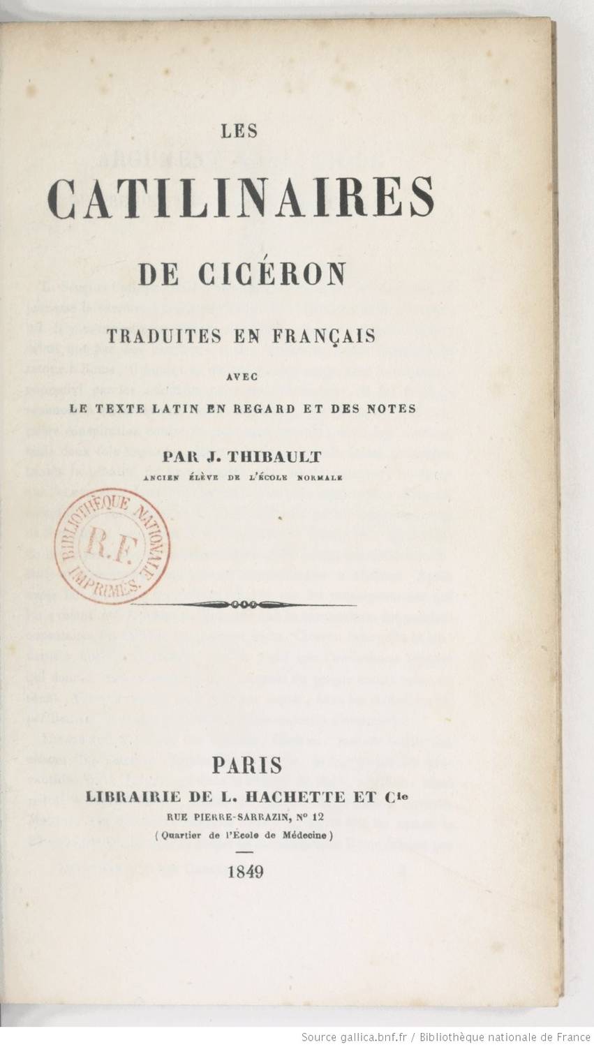 7 novembre 63 av. J.-C. ; Cicéron dénonce Catilina