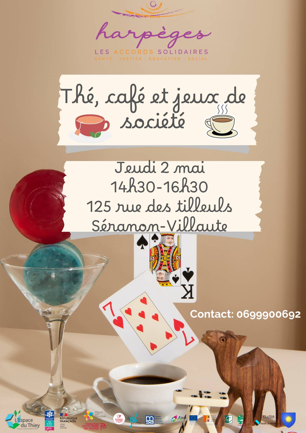 Thé, café et jeux de société Avec votre Espace de Vie Sociale itinérant Harpèges,