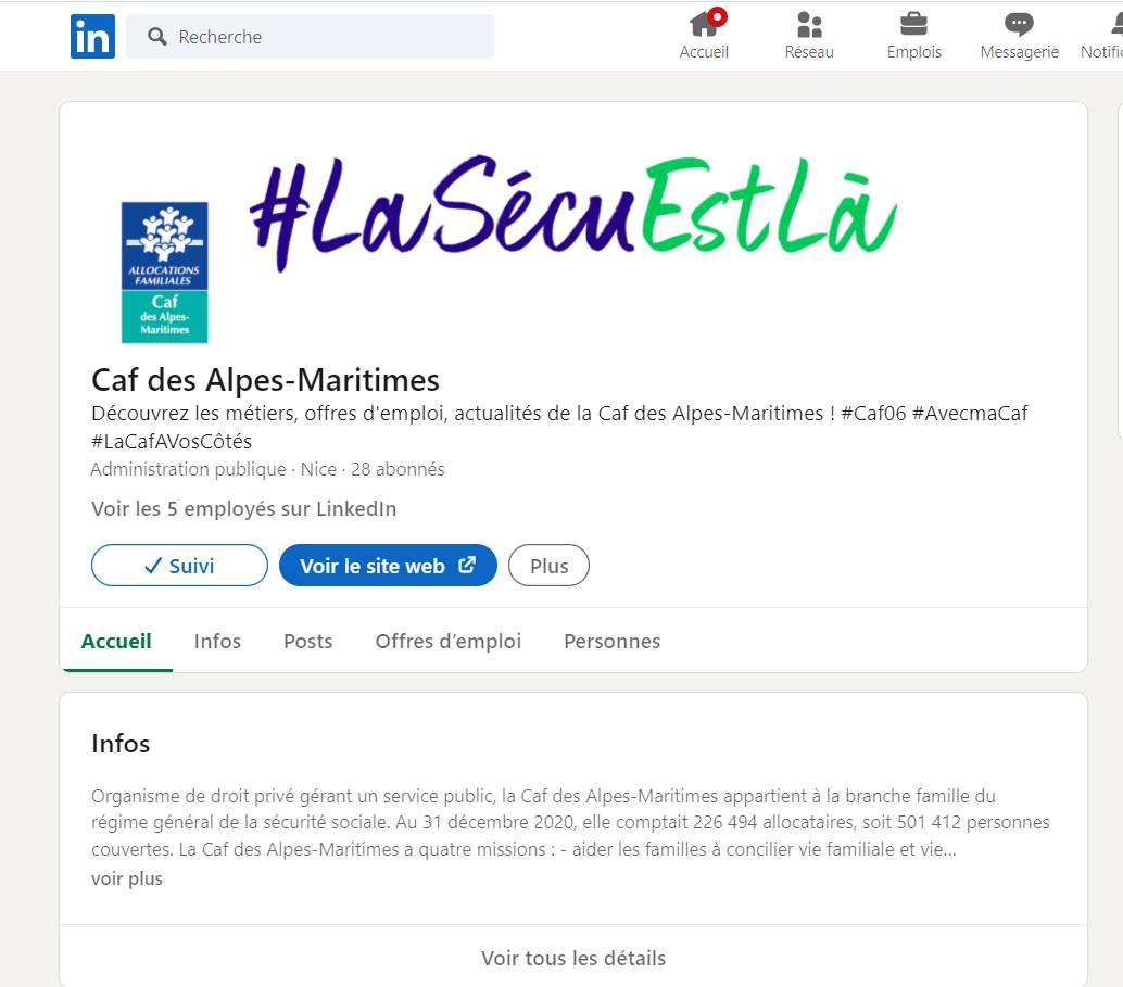 La Caf des Alpes-Maritimes lance sa page LinkedIn