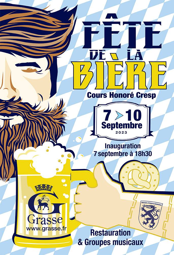 Fête de la bière ; Grasse ; Ingolstadt ; Tradition ; Choucroute ; Boudins blanc ; Bretzel ; Cours Honoré Creps ; Jérôme Viaud.