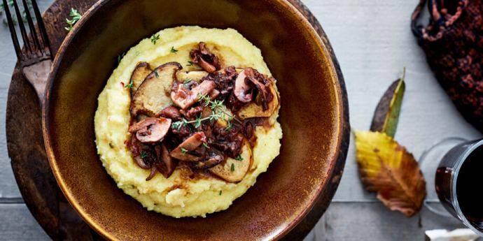 Polenta crémeuse aux champignons.