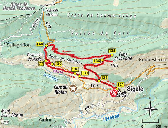 Circuit de la Cacia;   Randonnée pédestre; Sigale; Alpes-Maritimes; Esteron; Amirat; Ascros; La Penne;