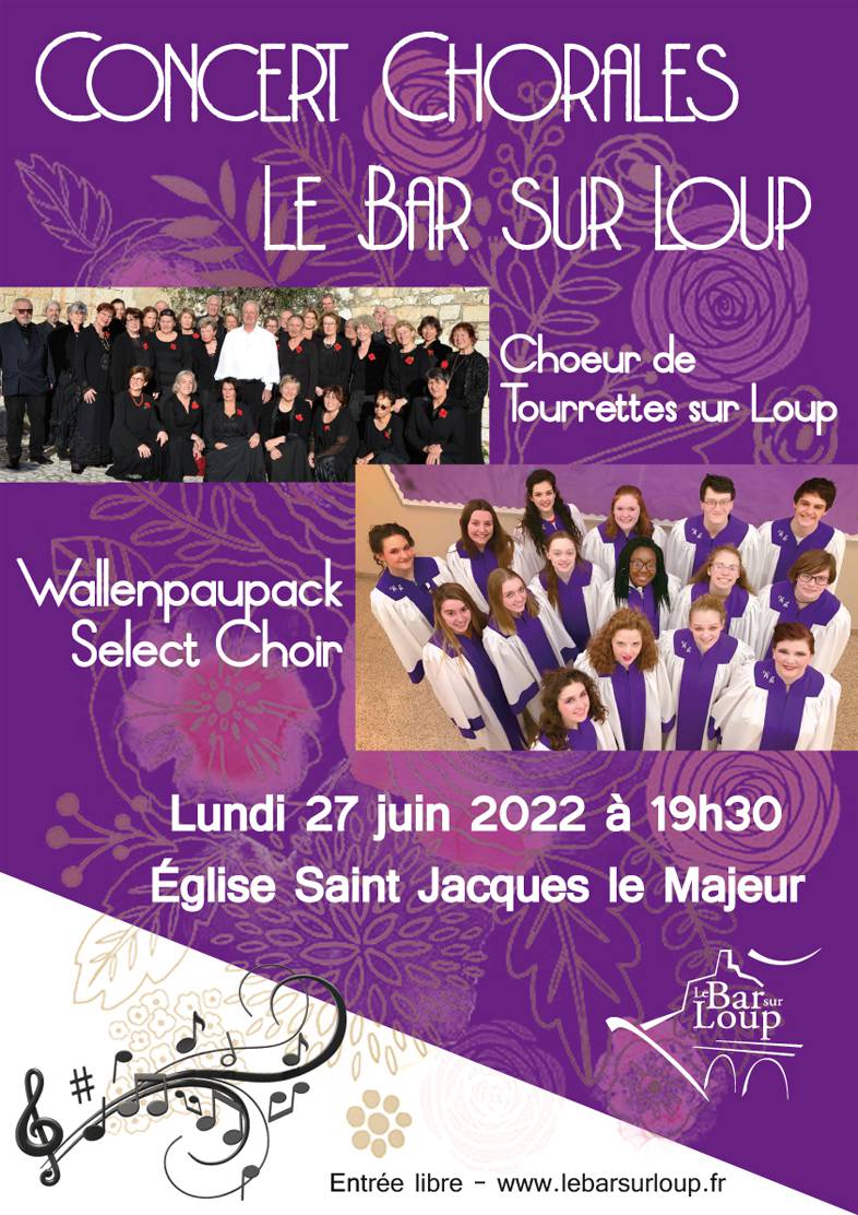 Wallenpaupack Select Choir ; Le Bar sur Loup ; Concert ;