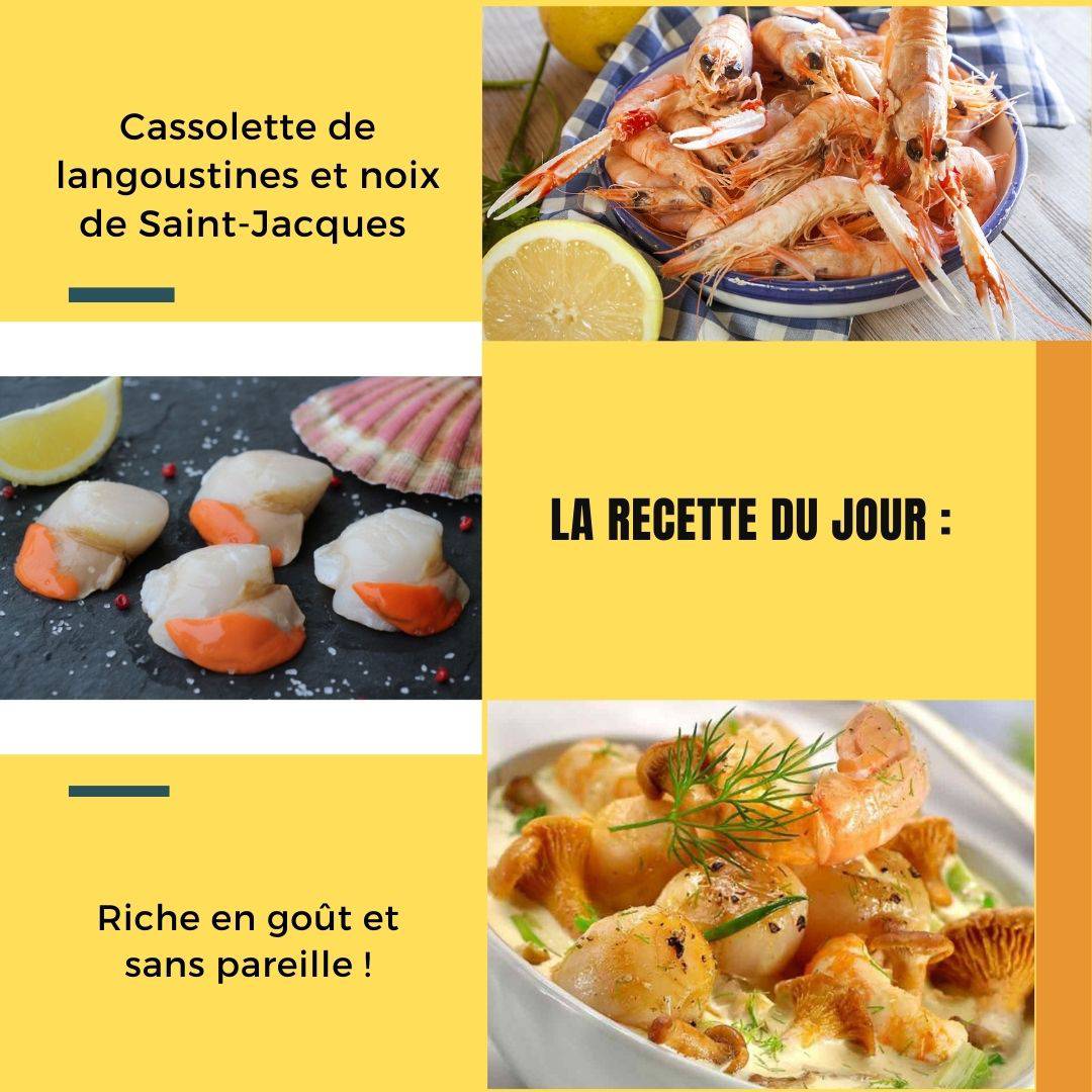 Cassolette De Saint jacques Et Langoustines à La Crème Safranée Grasse Mat' - Cassolette de langoustines et noix de Saint-Jacques aux  agrumes et safran.