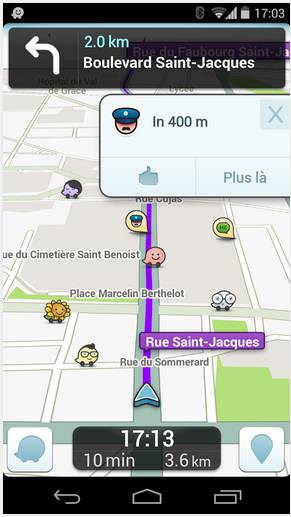 capture d'écran Waze