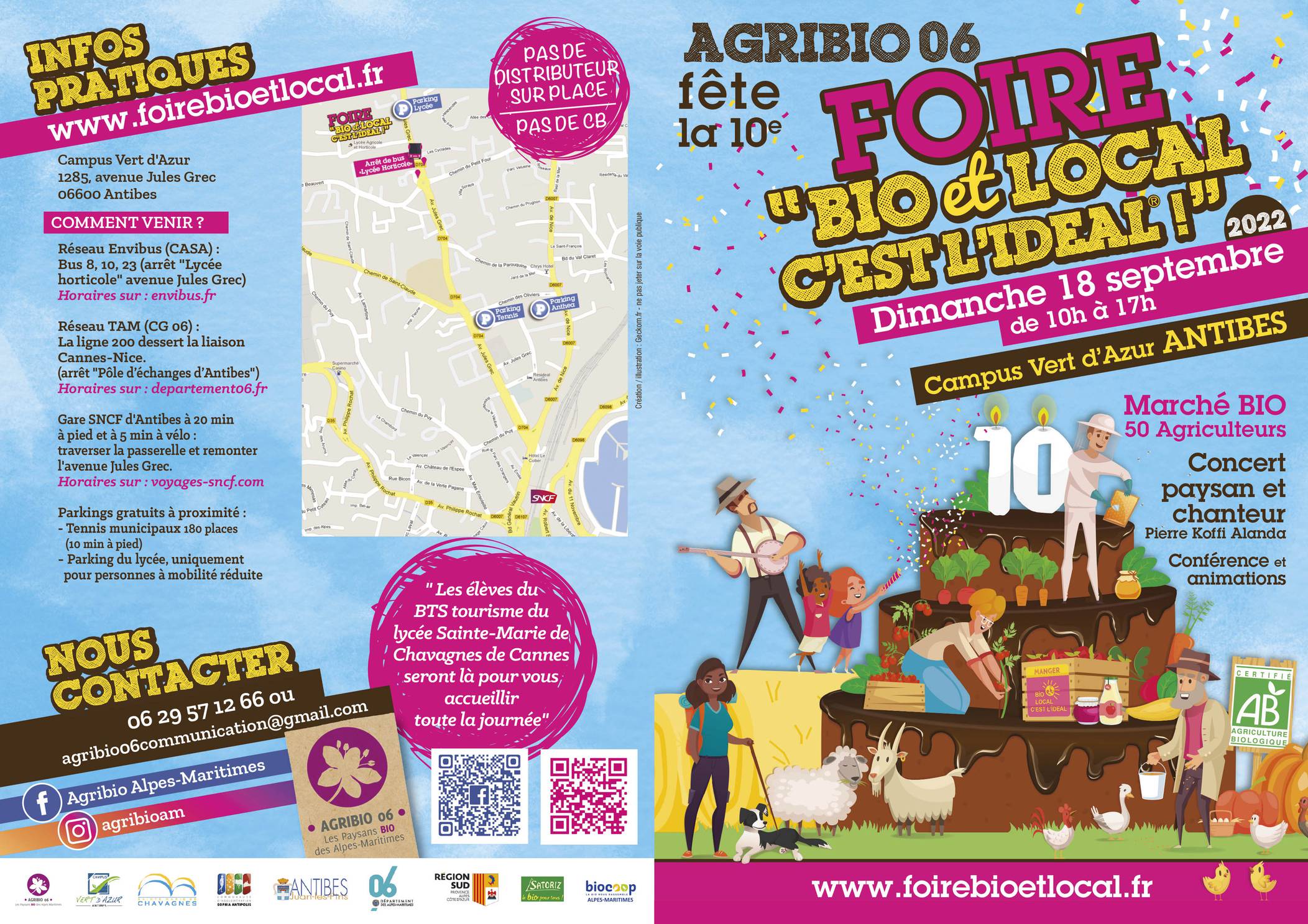 AgriBio 06 ; foire ; marché bio ; animations ; Antibes ; Pierre Koffi Alanda ; Campus vert ; cuisine collaboratif ; tracteur a énergie solaire ; jeux en bois ;