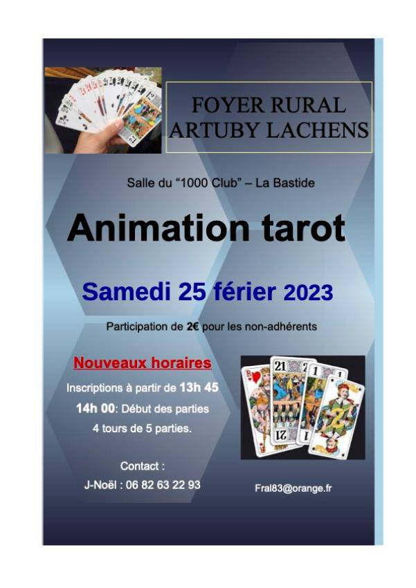 Après-Midi Tarot ; foyer rural Artuby-Lachens ; La Bastide