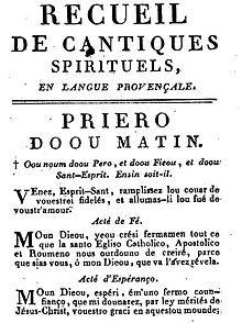 Lengo loucalo e prouvençau ; Langues locales et provençal; Traditions