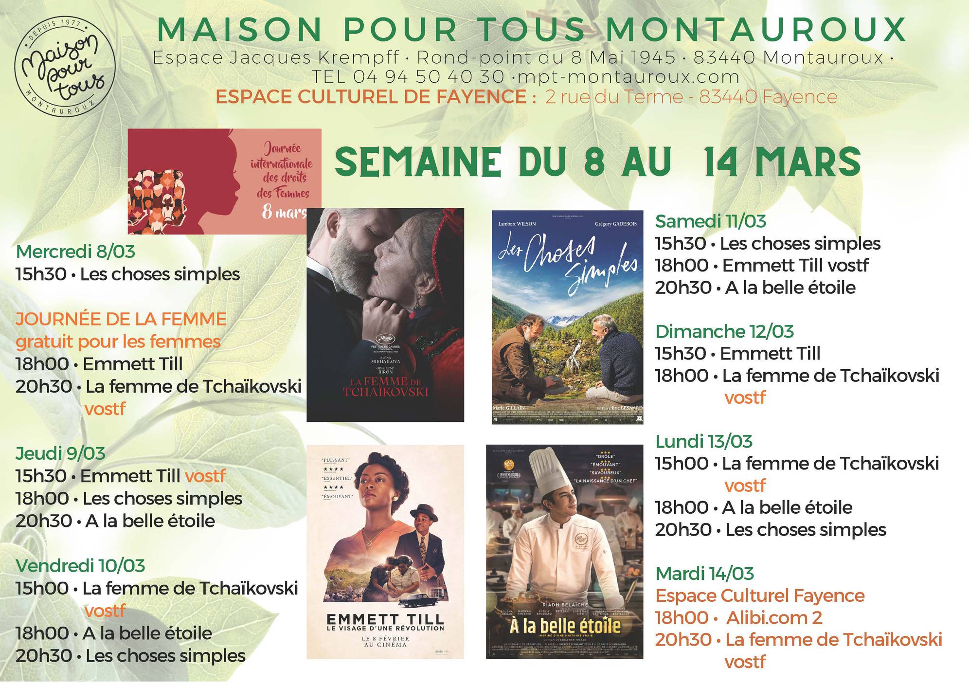 Programme cinéma ; Montauroux du 26 janvier au 1er février 2022